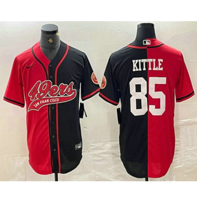 Men's San Francisco 49ers #85 George Kittle Red Black Two Tone Cool Base Stitched Baseball Jersey