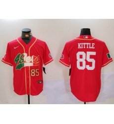 Men's San Francisco 49ers #85 George Kittle Red With Cool Base Stitched Baseball Jersey