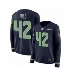 Women's Nike Seattle Seahawks #42 Delano Hill Limited Navy Blue Therma Long Sleeve NFL Jersey