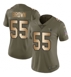 Women's Nike Tennessee Titans #55 Jayon Brown Limited Olive/Gold 2017 Salute to Service NFL Jersey