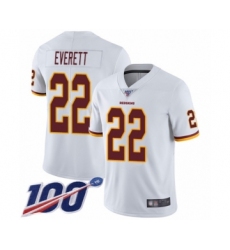 Men's Washington Redskins #22 Deshazor Everett White Vapor Untouchable Limited Player 100th Season Football Jersey