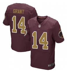 Men's Nike Washington Redskins #14 Ryan Grant Elite Burgundy Red/Gold Number Alternate 80TH Anniversary NFL Jersey