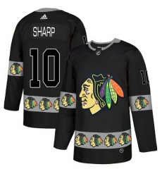 Men's Adidas Chicago Blackhawks #10 Patrick Sharp Authentic Black Team Logo Fashion NHL Jersey