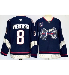 Men's Columbus Blue Jackets #8 Zach Werenski Navy 2024-25 With A Stitched Hockey Jersey