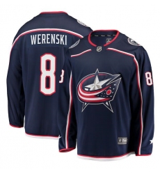 Men's Columbus Blue Jackets #8 Zach Werenski Navy Stitched Hockey Jersey