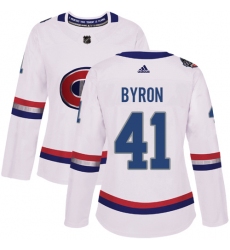 Women's Adidas Montreal Canadiens #41 Paul Byron Authentic White 2017 100 Classic NHL Jersey