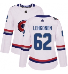 Women's Adidas Montreal Canadiens #62 Artturi Lehkonen Authentic White 2017 100 Classic NHL Jersey