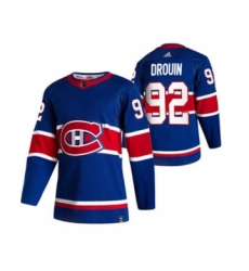 Men's Montreal Canadiens #92 Jonathan Drouin Blue 2020-21 Reverse Retro Alternate Hockey Jersey
