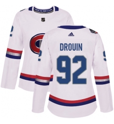 Women's Adidas Montreal Canadiens #92 Jonathan Drouin Authentic White 2017 100 Classic NHL Jersey