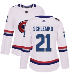 Women's Adidas Montreal Canadiens #21 David Schlemko Authentic White 2017 100 Classic NHL Jersey