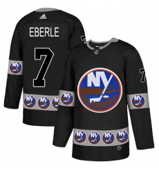 Men's Adidas New York Islanders #7 Jordan Eberle Authentic Black Team Logo Fashion NHL Jersey