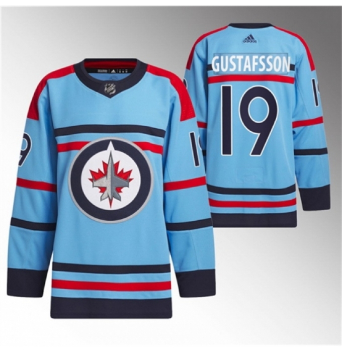 Men's Winnipeg Jets #19 David Gustafsson Light Blue Anniversary Primegreen Stitched Jersey
