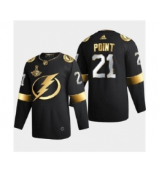 Men's Tampa Bay Lightning #21 Brayden Point Black Golden Edition Limited Stitched Hockey Jersey