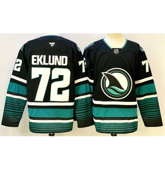 Men's San Jose Sharks #72 William Eklund Black 2024-25 Alternate Stitched Hockey Jersey