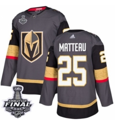 Men's Adidas Vegas Golden Knights #25 Stefan Matteau Premier Gray Home 2018 Stanley Cup Final NHL Jersey