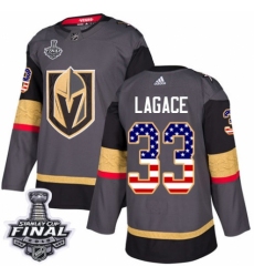 Youth Adidas Vegas Golden Knights #33 Maxime Lagace Authentic Gray USA Flag Fashion 2018 Stanley Cup Final NHL Jersey