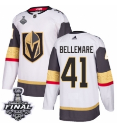 Women's Adidas Vegas Golden Knights #41 Pierre-Edouard Bellemare Authentic White Away 2018 Stanley Cup Final NHL Jersey
