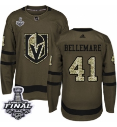 Youth Adidas Vegas Golden Knights #41 Pierre-Edouard Bellemare Authentic Green Salute to Service 2018 Stanley Cup Final NHL Jersey
