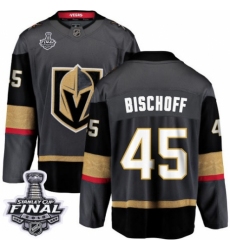 Men's Vegas Golden Knights #45 Jake Bischoff Authentic Black Home Fanatics Branded Breakaway 2018 Stanley Cup Final NHL Jersey
