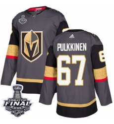 Men's Adidas Vegas Golden Knights #67 Teemu Pulkkinen Authentic Gray Home 2018 Stanley Cup Final NHL Jersey