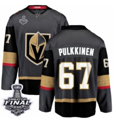 Men's Vegas Golden Knights #67 Teemu Pulkkinen Authentic Black Home Fanatics Branded Breakaway 2018 Stanley Cup Final NHL Jersey