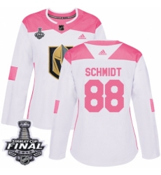Women's Adidas Vegas Golden Knights #88 Nate Schmidt Authentic White/Pink Fashion 2018 Stanley Cup Final NHL Jersey