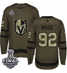 Men's Adidas Vegas Golden Knights #92 Tomas Nosek Authentic Green Salute to Service 2018 Stanley Cup Final NHL Jersey