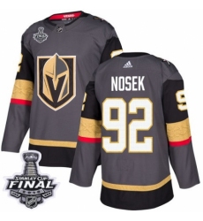 Youth Adidas Vegas Golden Knights #92 Tomas Nosek Authentic Gray Home 2018 Stanley Cup Final NHL Jersey