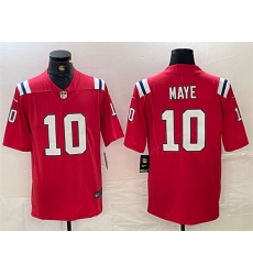 Men's New England Patriots #10 Drake Maye Red 2024 Draft Vapor Limited Football Stitched Jersey