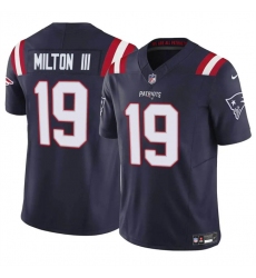 Men's New England Patriots #19 Joe Milton III Navy 2024 F.U.S.E. Vapor Limited Football Stitched Jersey