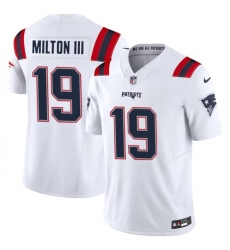 Men's New England Patriots #19 Joe Milton III White 2023 F.U.S.E. Vapor Limited Football Stitched Jersey