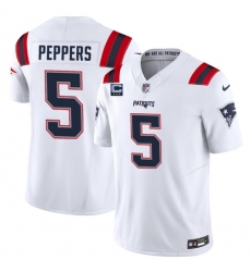 Men's New England Patriots #5 Jabrill Peppers White F.U.S.E. With 3-Star C Vapor Limited Stitched Football Jersey