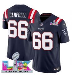 Men's New England Patriots #66 Will Campbell Navy 2025 F.U.S.E. Super Bowl LX Vapor Limited Football Stitched Jersey