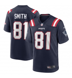 Men's New England Patriots #81 Jonnu Smith Navy Stitched Game Jersey