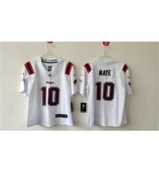 Women's New England Patriots #10 Drake Maye 2024 Draft White Vapor Untouchable Limited Football Stitched Jersey(Run Small)