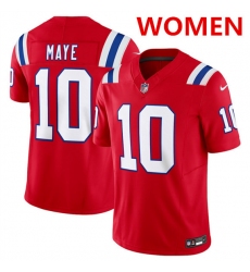 Women's New england patriots #10 drake maye red 2024 f.u.s.e. navy vapor untouchable limited football stitched jersey(run small)