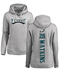 Women's Nike Philadelphia Eagles #26 Jaylen Watkins Ash Backer Pullover Hoodie