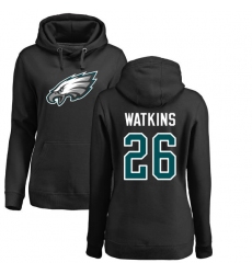 Women's Nike Philadelphia Eagles #26 Jaylen Watkins Black Name & Number Logo Pullover Hoodie