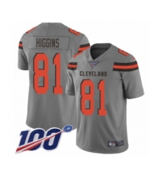 Youth Cleveland Browns #81 Rashard Higgins Limited Gray Inverted Legend 100th Season Football Jersey