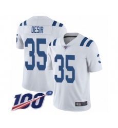 Men's Indianapolis Colts #35 Pierre Desir White Vapor Untouchable Limited Player 100th Season Football Jersey