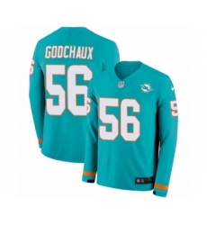 Youth Nike Miami Dolphins #56 Davon Godchaux Limited Aqua Therma Long Sleeve NFL Jersey