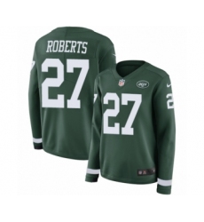 Women's Nike New York Jets #27 Darryl Roberts Limited Green Therma Long Sleeve NFL Jersey