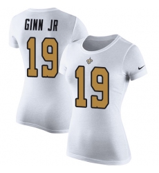 Women's Nike New Orleans Saints #19 Ted Ginn Jr White Rush Pride Name & Number T-Shirt