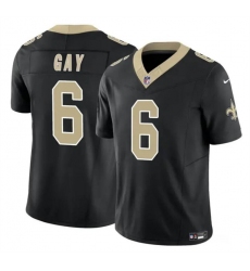 Men's New Orleans Saints #6 Willie Gay Black 2023 F.U.S.E. Vapor Limited Football Stitched Jersey