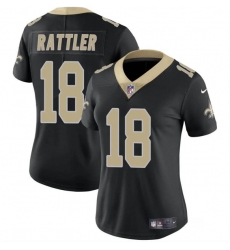 Women's New Orleans Saints #18 Spencer Rattler Black Vapor Stitched Game Jersey(Run Small)