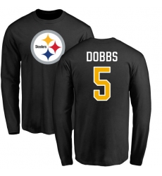 NFL Nike Pittsburgh Steelers #5 Joshua Dobbs Black Name & Number Logo Long Sleeve T-Shirt