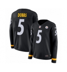 Women's Nike Pittsburgh Steelers #5 Joshua Dobbs Limited Black Therma Long Sleeve NFL Jersey