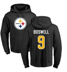 NFL Nike Pittsburgh Steelers #9 Chris Boswell Black Name & Number Logo Pullover Hoodie