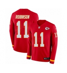Men's Nike Kansas City Chiefs #11 Demarcus Robinson Limited Red Therma Long Sleeve NFL Jersey