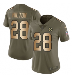 Women's Nike Pittsburgh Steelers #28 Mike Hilton Limited Olive Gold 2017 Salute to Service NFL Jersey